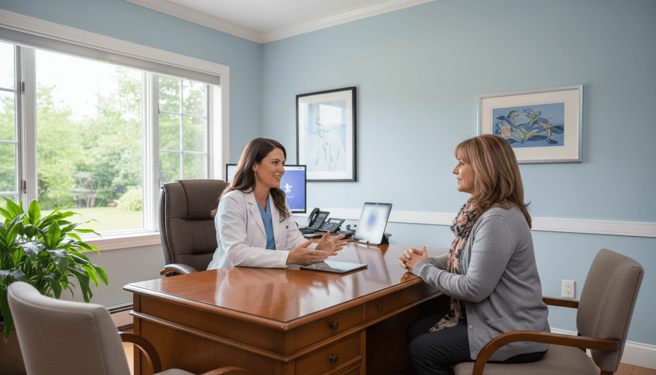 Doctor speaking with a patient during an initial consultation